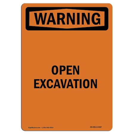 OSHA WARNING Sign, Open Excavation, 5in X 3.5in Decal